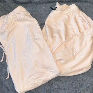 Bobeau Pink Star Embroidered Lounge Set